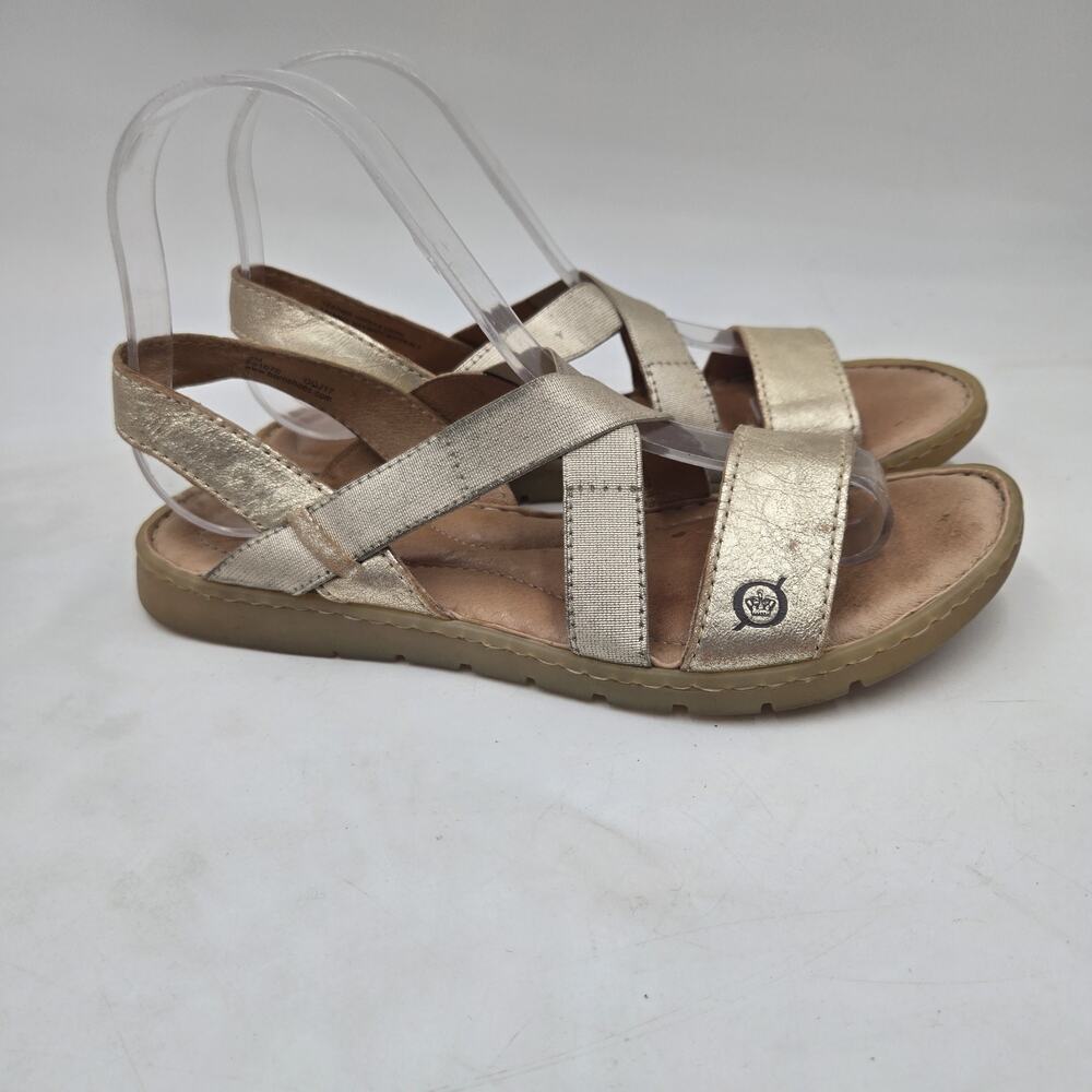 Born Flat Sandals Women's 8 Gold Metallic Leather Boho Gorpcore Festival Artisan